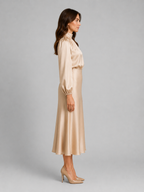 Satin High Neck Midi Dress