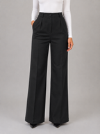 High Waisted Tailored Trousers – Straight Leg Smart Work Pants
