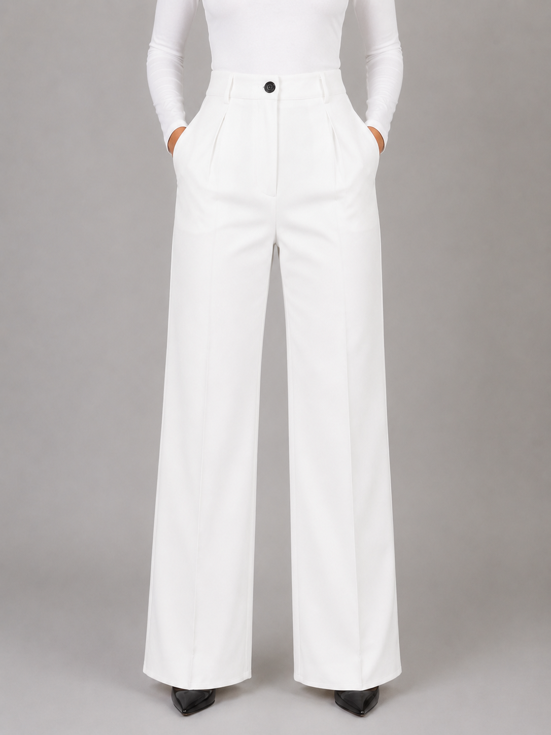 High Waisted Tailored Trousers – Straight Leg Smart Work Pants
