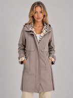 Hooded Longline Parka Coat – Zip Up Lightweight Jacket