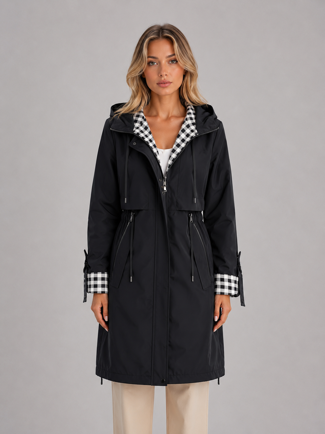 Hooded Longline Parka Coat – Zip Up Lightweight Jacket