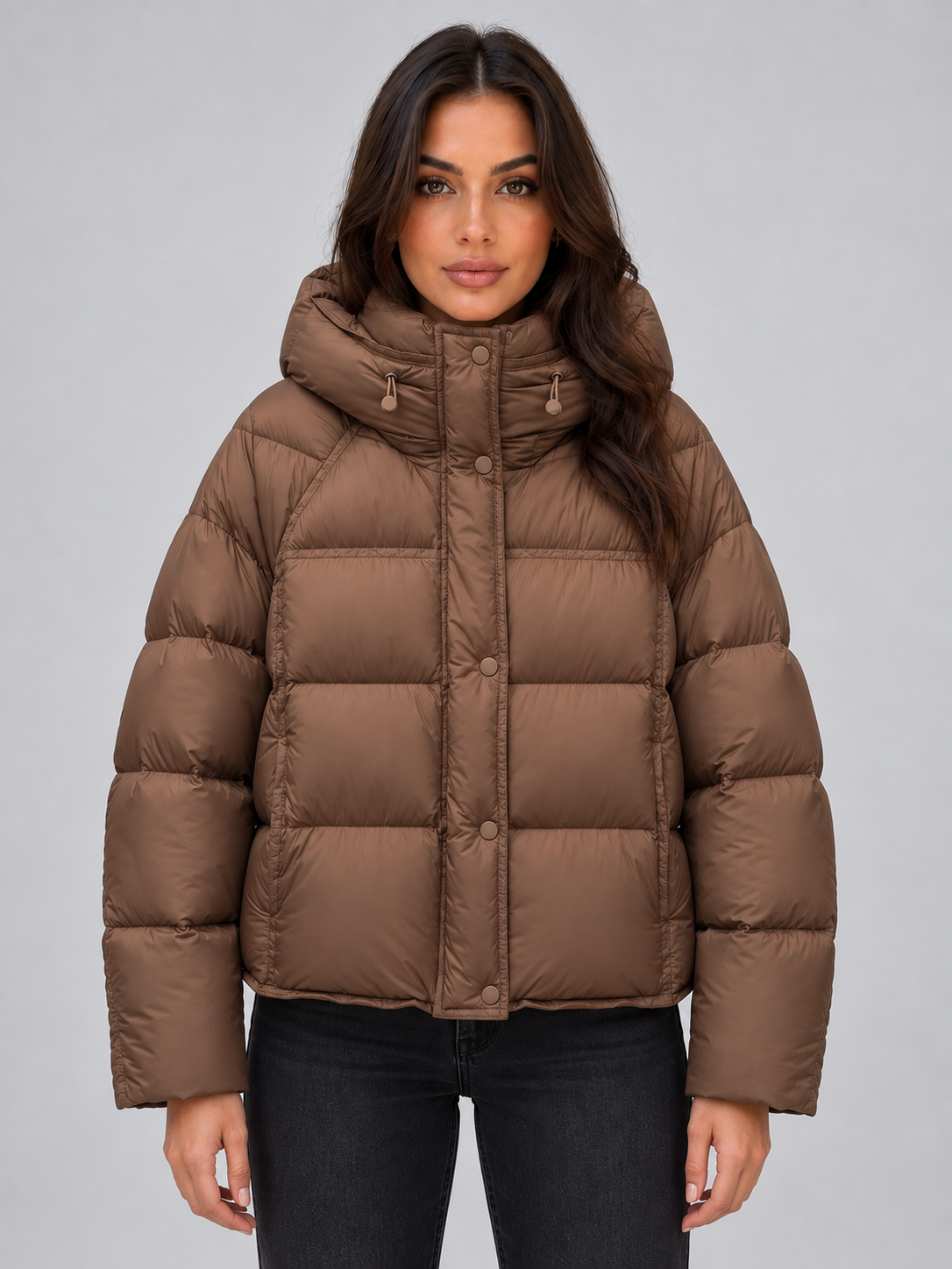 Hooded Puffer Jacket – High Neck Padded Winter Coat