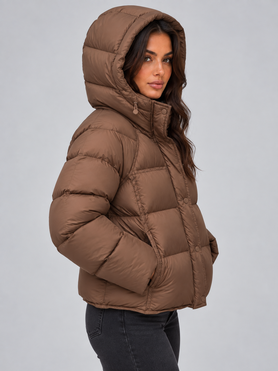 Hooded Puffer Jacket – High Neck Padded Winter Coat