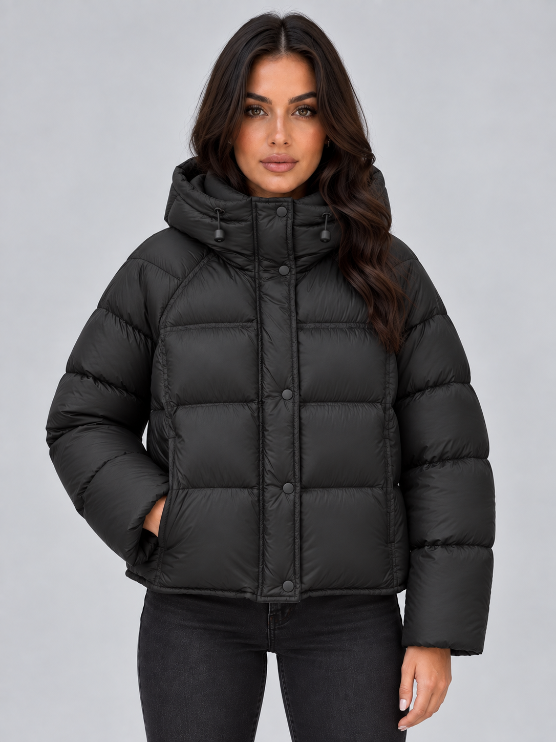 Hooded Puffer Jacket – High Neck Padded Winter Coat