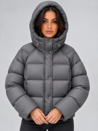 Hooded Puffer Jacket – High Neck Padded Winter Coat