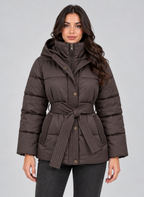 Hooded Puffer Jacket – Quilted Belted Winter Coat
