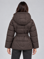 Hooded Puffer Jacket – Quilted Belted Winter Coat
