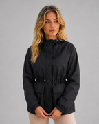 Hooded Rain Jacket – Water & Wind Resistant Drawstring Coat