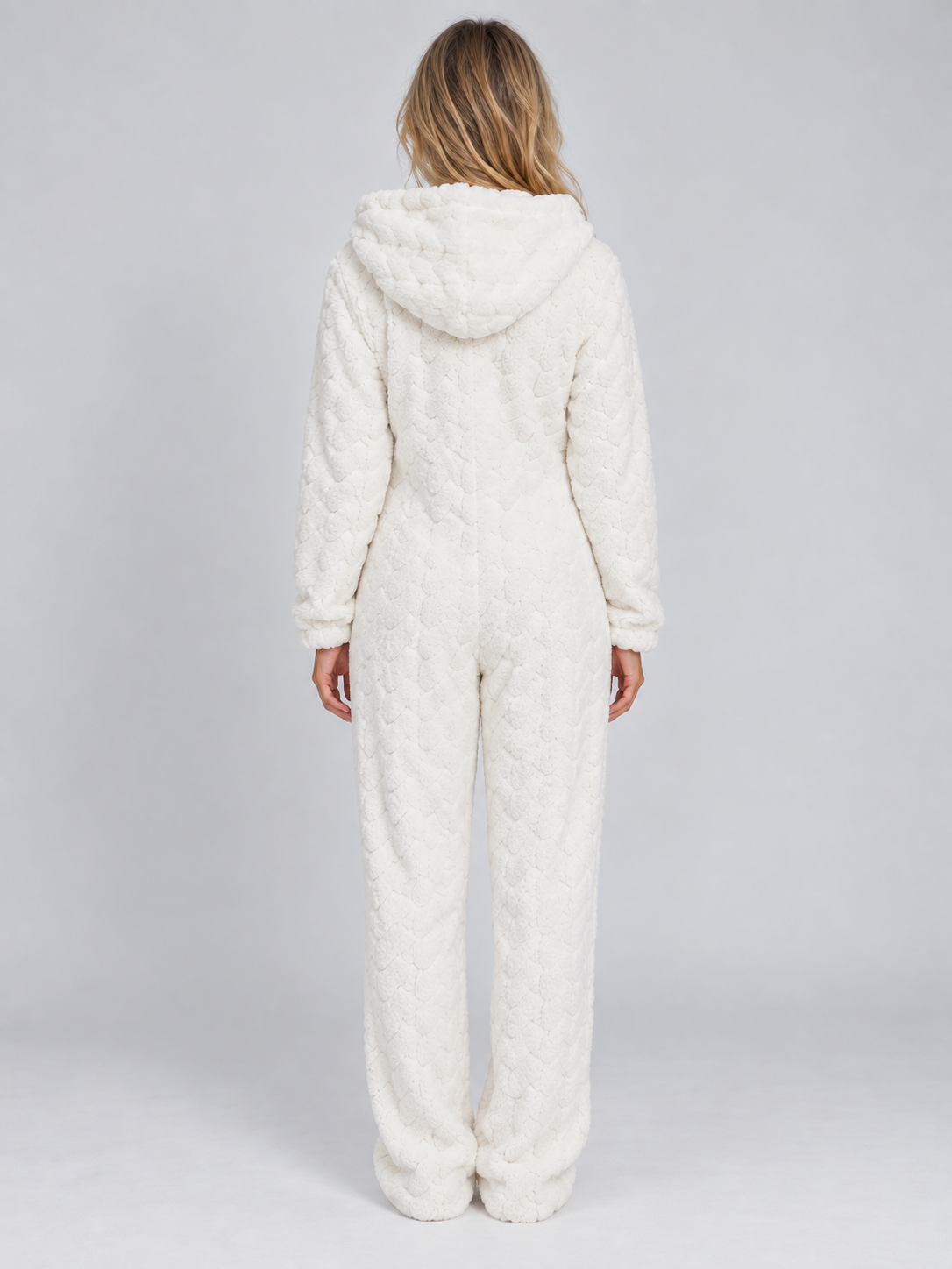 Hooded Teddy Fleece Jumpsuit – Full Zip Fluffy Lounge Onesie