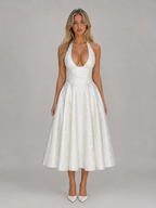 Jacquard Halter Midi Dress