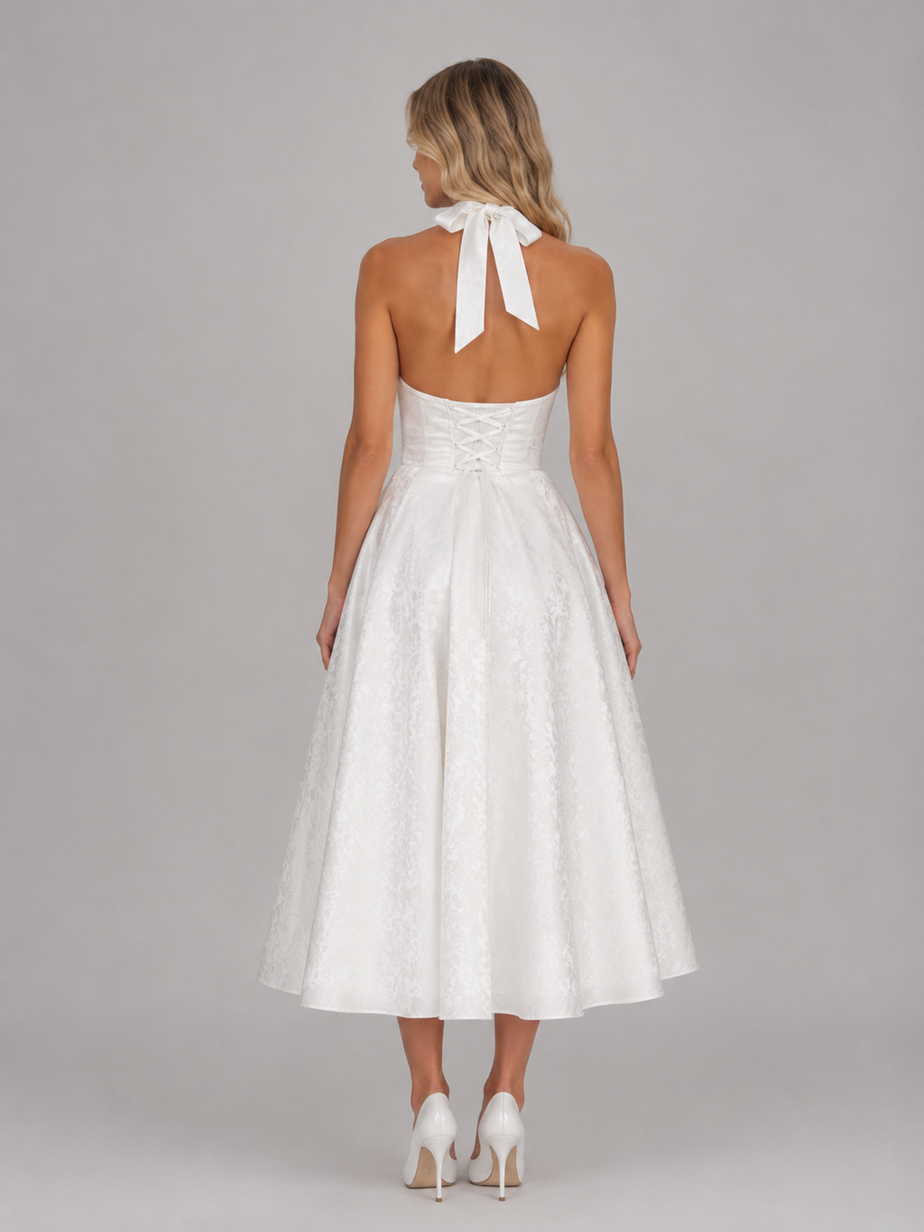 Women's Jacquard Halter Midi Dress