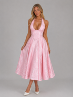 Jacquard Halter Midi Dress
