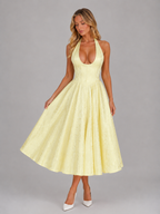 Jacquard Halter Midi Dress