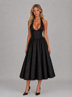 Jacquard Halter Midi Dress