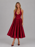Jacquard Halter Midi Dress