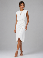 Keyhole Neck Midi Dress