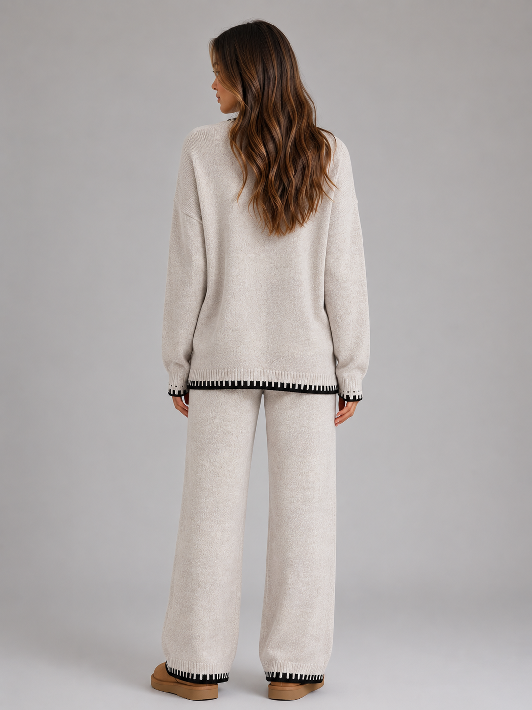 Knitted Co-Ord Set – Relaxed Jumper & Wide Leg Trousers