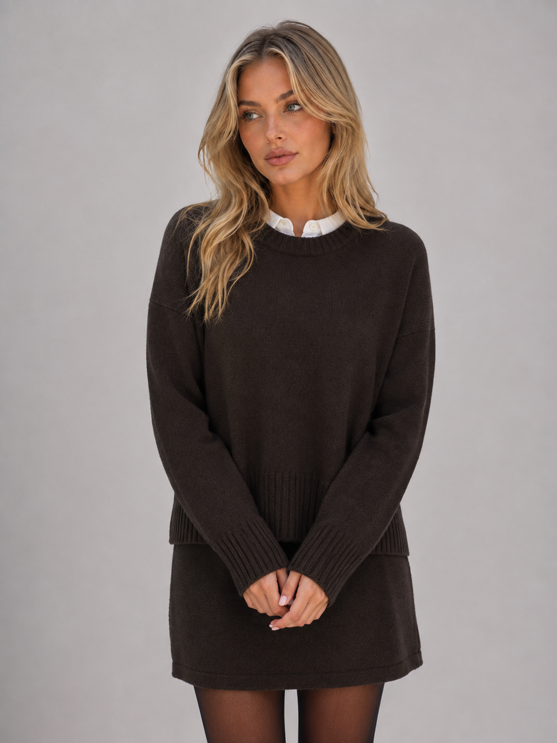 Knitted Jumper & Mini Skirt Co-Ord Set – Relaxed Two-Piece Outfit