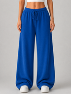 Knitted Wide Leg Trousers – High Waist Drawstring Pants