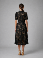 High Neck Lace Midi Dress
