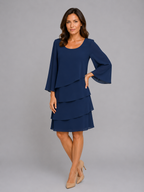 Layered Chiffon Shift Dress