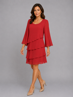 Layered Chiffon Shift Dress