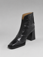 Leather Block Heel Ankle Boots