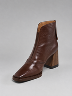 Leather Block Heel Ankle Boots