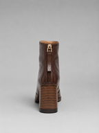 Leather Block Heel Ankle Boots