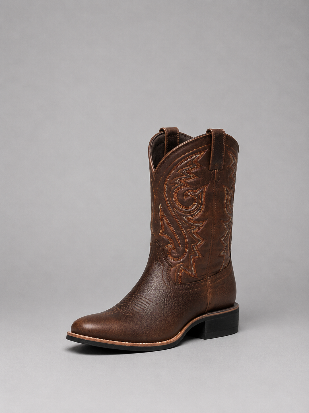 Women’s Leather Cowboy Boots – Embroidered Western Heel Boots