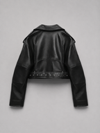 Leather Look Biker Jacket – Relaxed Fit Belted Moto Style