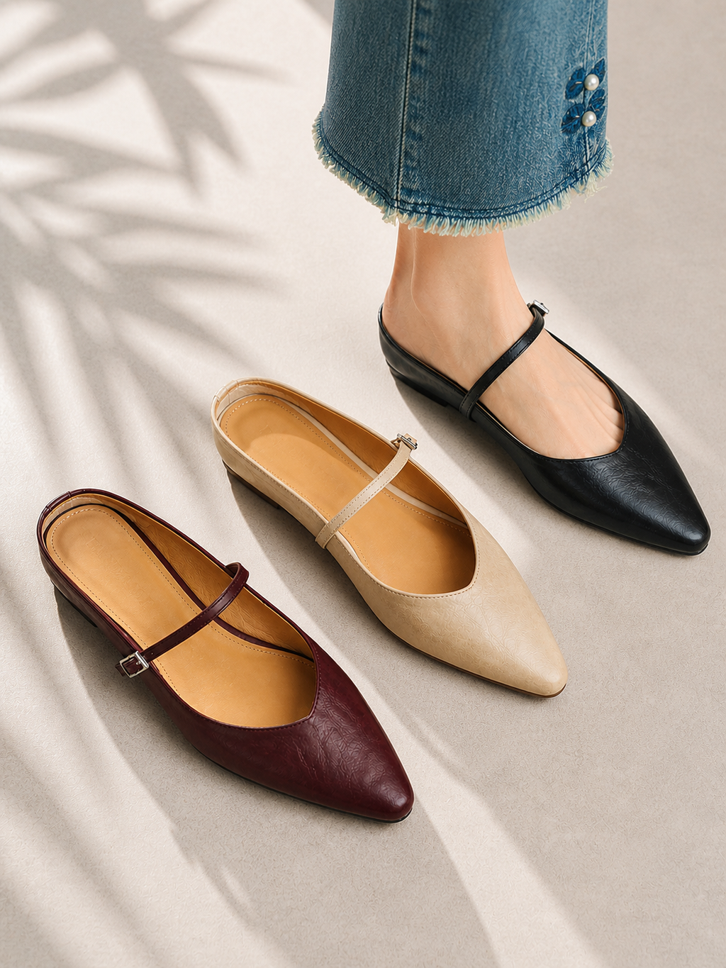 Women's Pointed Mary Jane Mules