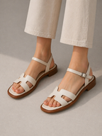Leather Strappy Buckle Sandals