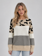 Leopard Print Jumper – Relaxed Crew Neck Knit Sweater