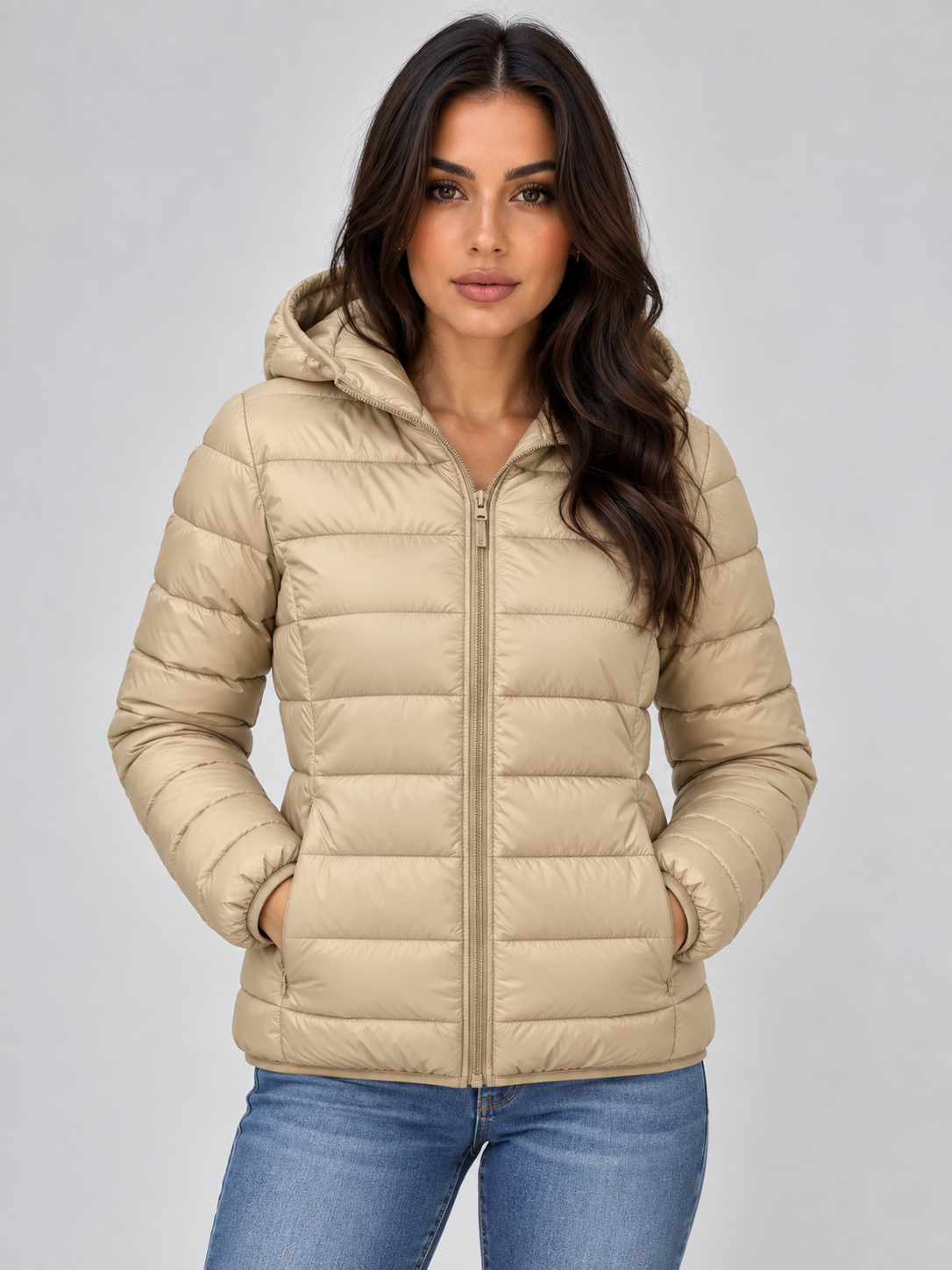 Lightweight Hooded Puffer Jacket – Quilted Zip-Up Coat