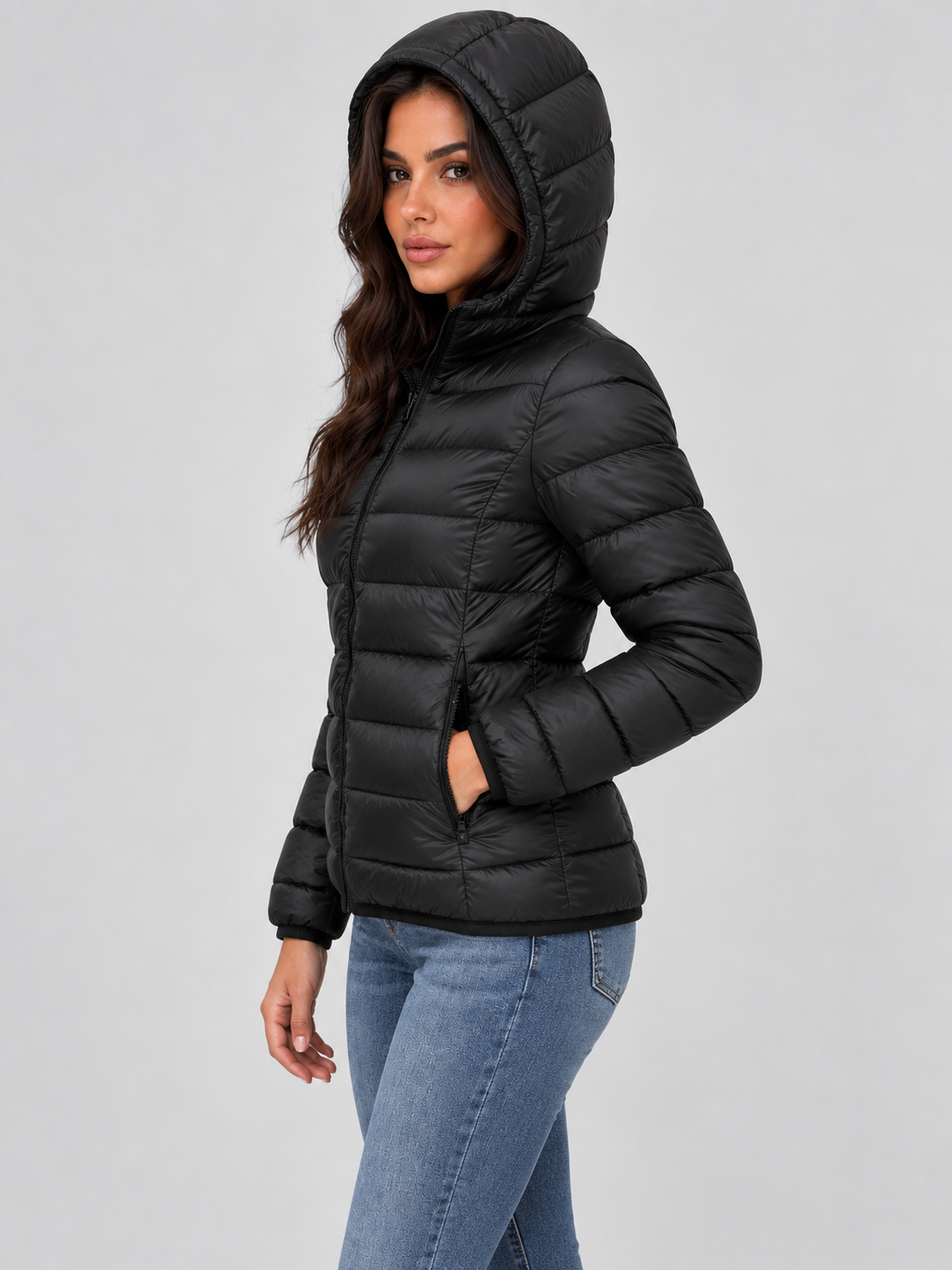 Lightweight Hooded Puffer Jacket – Quilted Zip-Up Coat