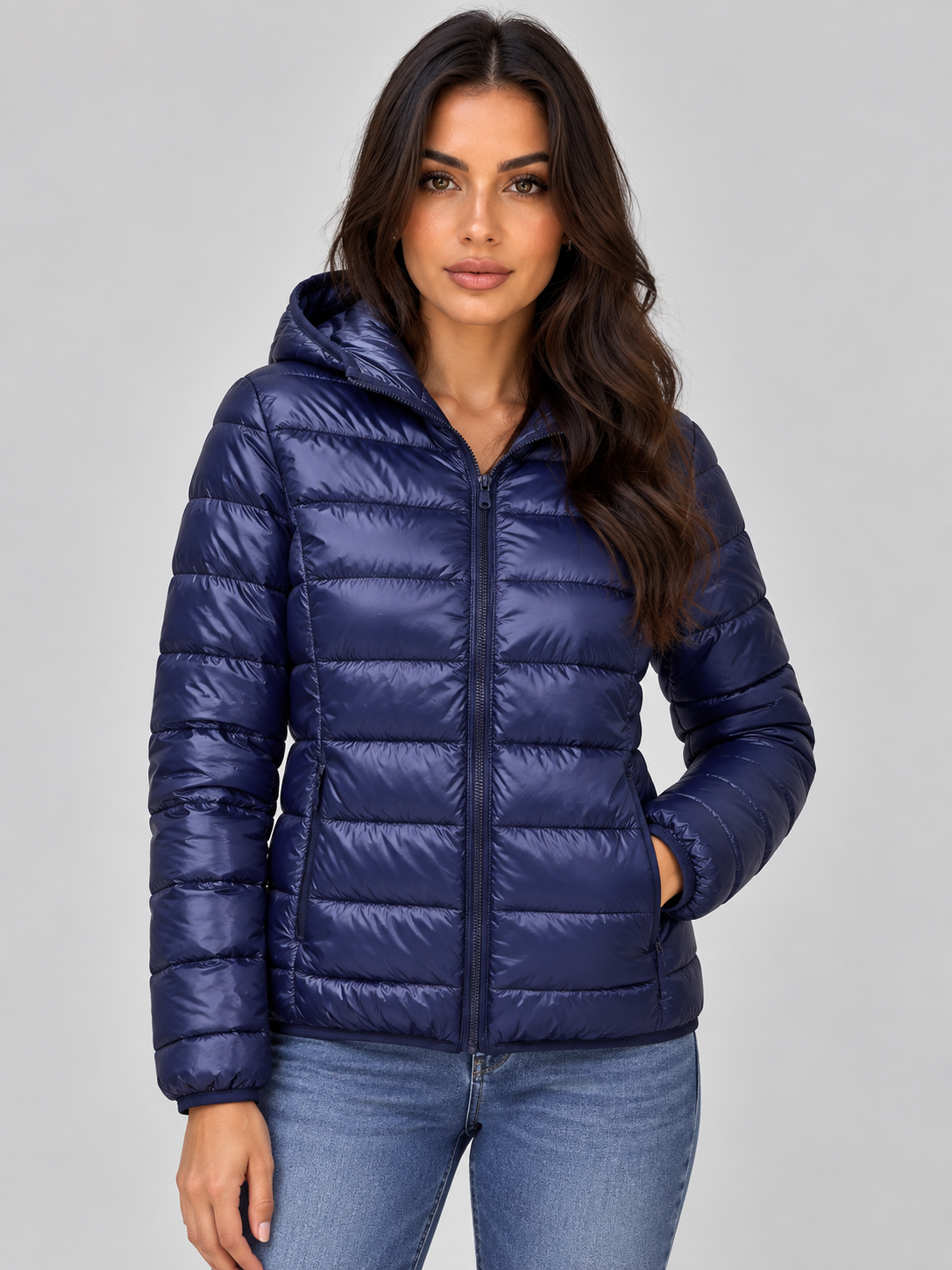 Lightweight Hooded Puffer Jacket – Quilted Zip-Up Coat