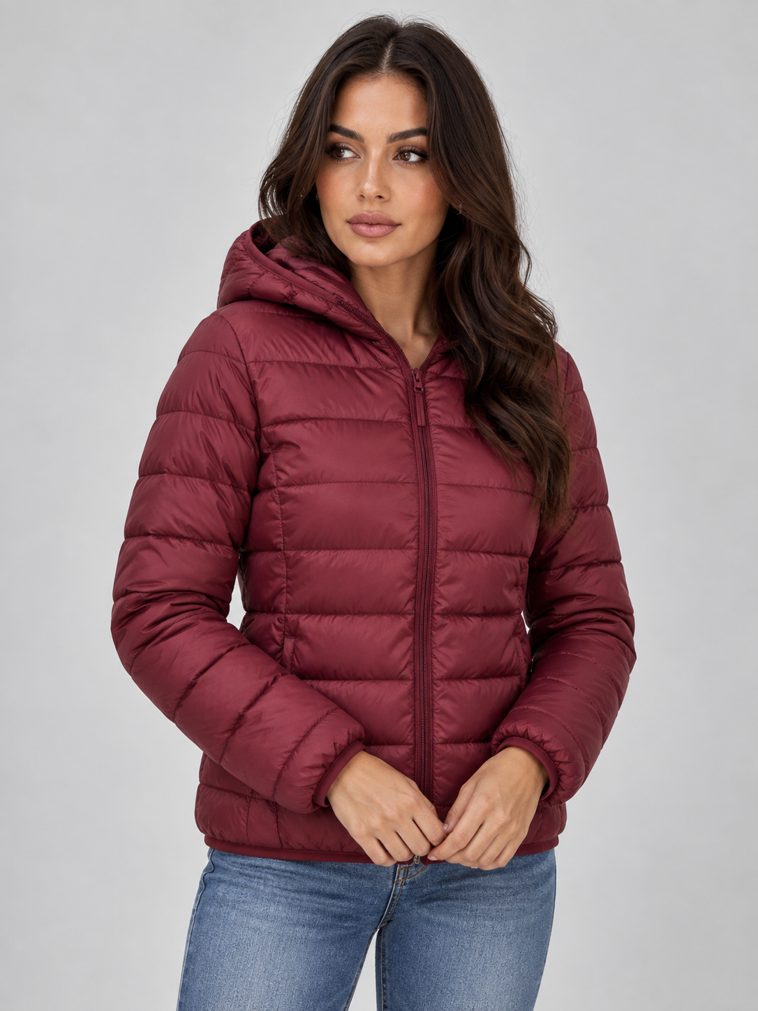 Lightweight Hooded Puffer Jacket – Quilted Zip-Up Coat