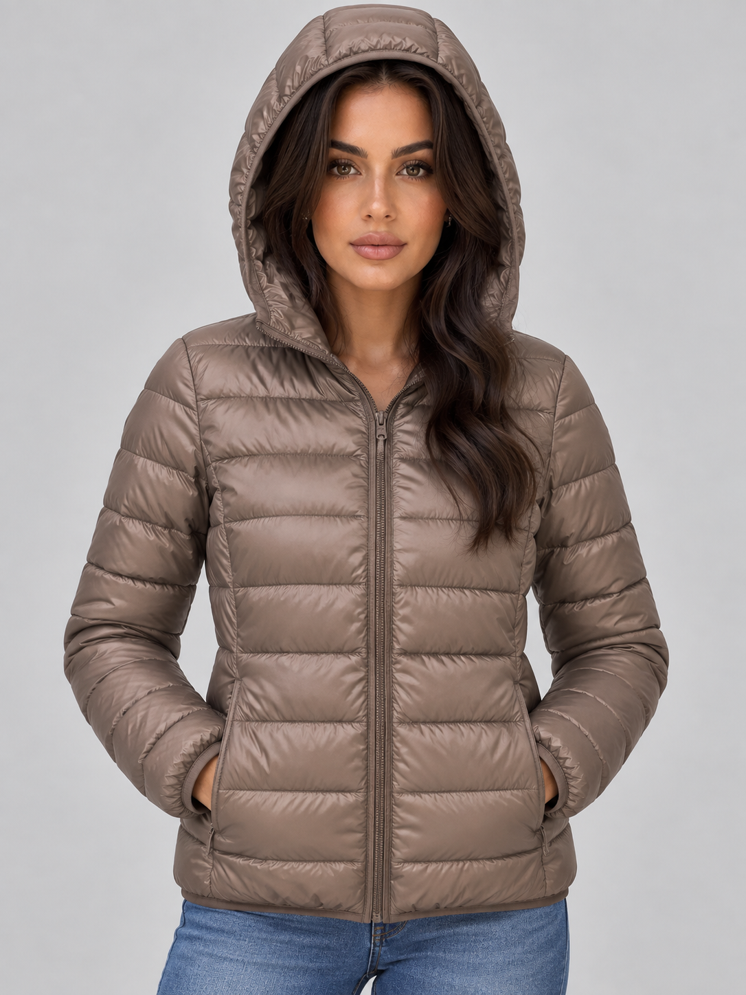 Lightweight Hooded Puffer Jacket – Quilted Zip-Up Coat