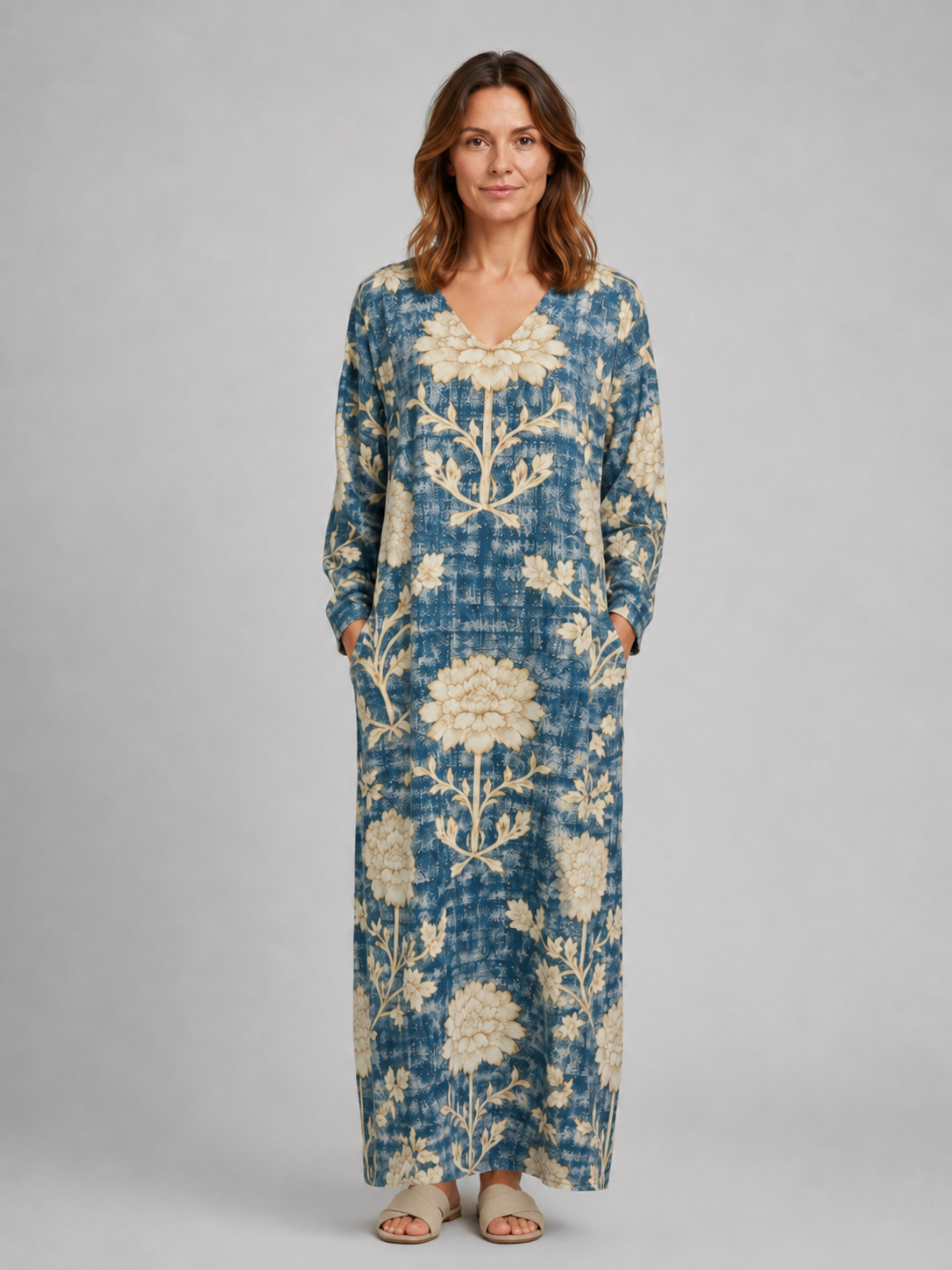 Women's Linen Look Midi Dress