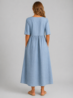 Linen Blend Midi Dress