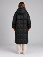 Long Hooded Puffer Coat – Padded Full Zip Winter Jacket