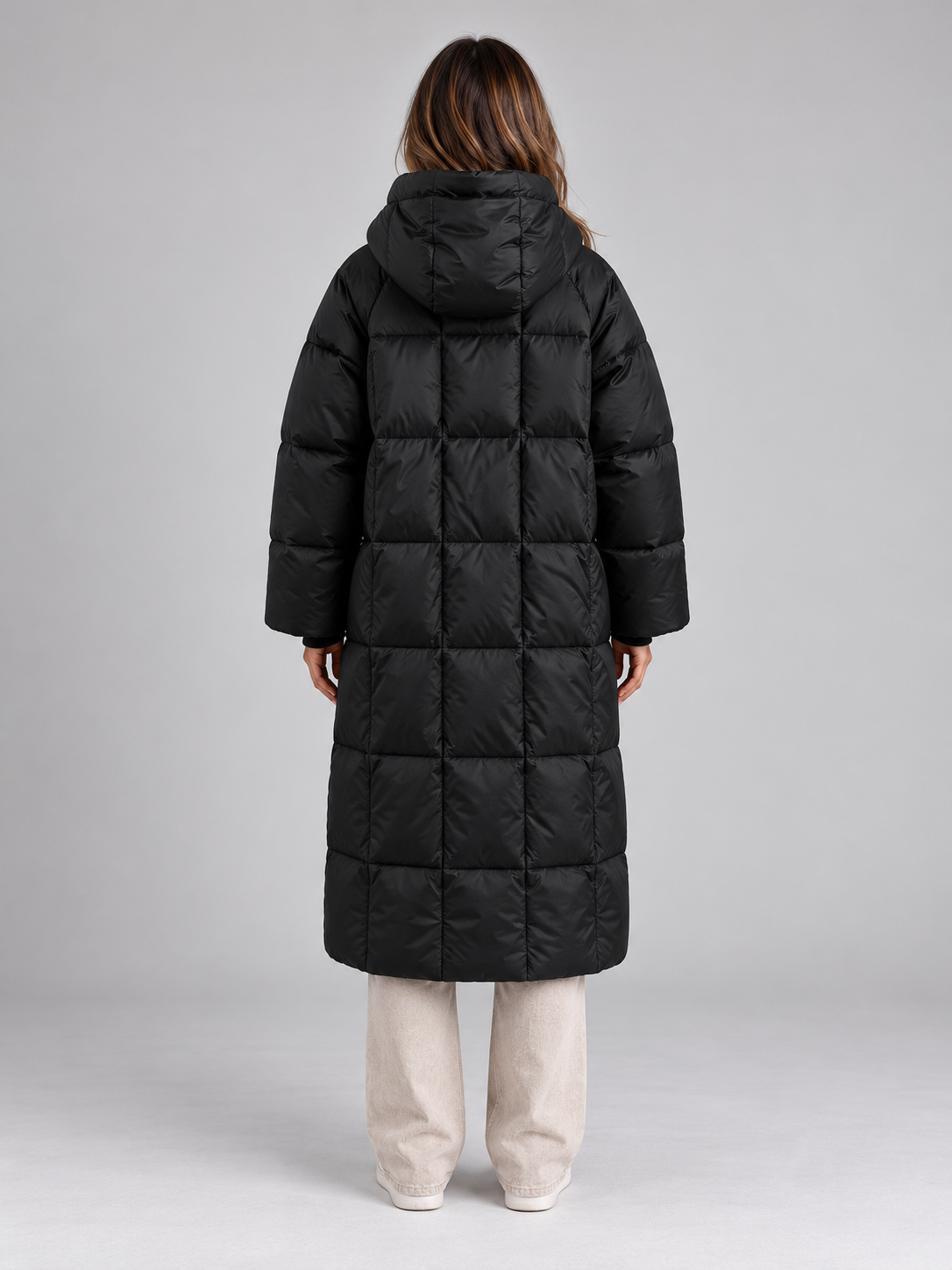 Long Hooded Puffer Coat – Padded Full Zip Winter Jacket