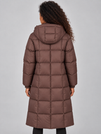 Long Hooded Puffer Coat – Full Zip Padded Winter Jacket