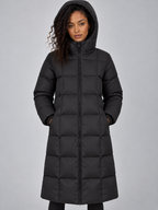 Long Hooded Puffer Coat – Full Zip Padded Winter Jacket