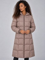 Long Hooded Puffer Coat – Full Zip Padded Winter Jacket