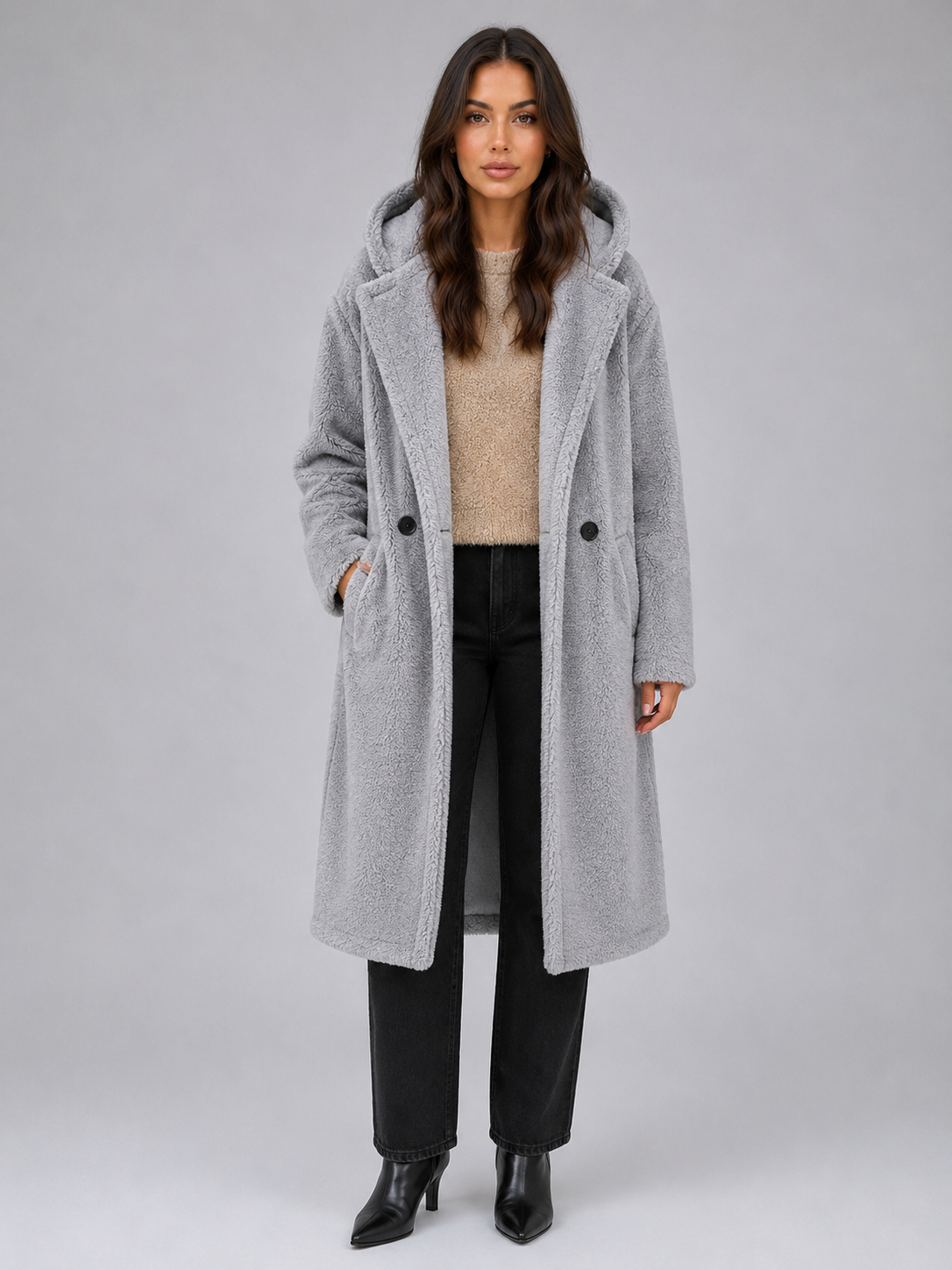 Long Hooded Teddy Coat – Oversized Borg Winter Coat