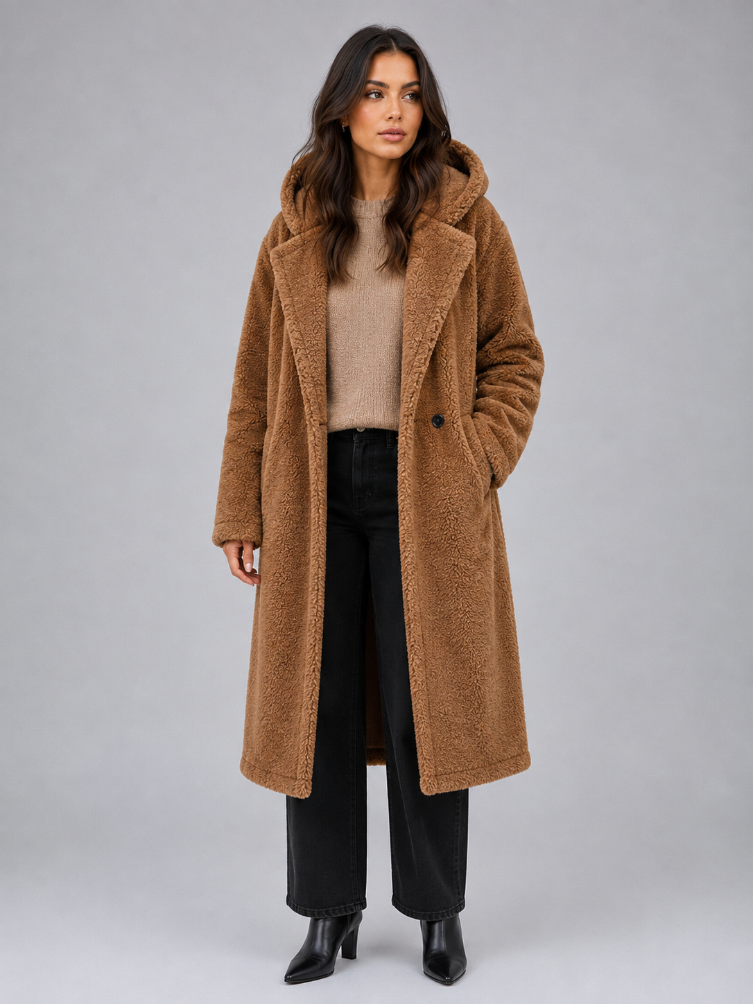 Long Hooded Teddy Coat – Oversized Borg Winter Coat