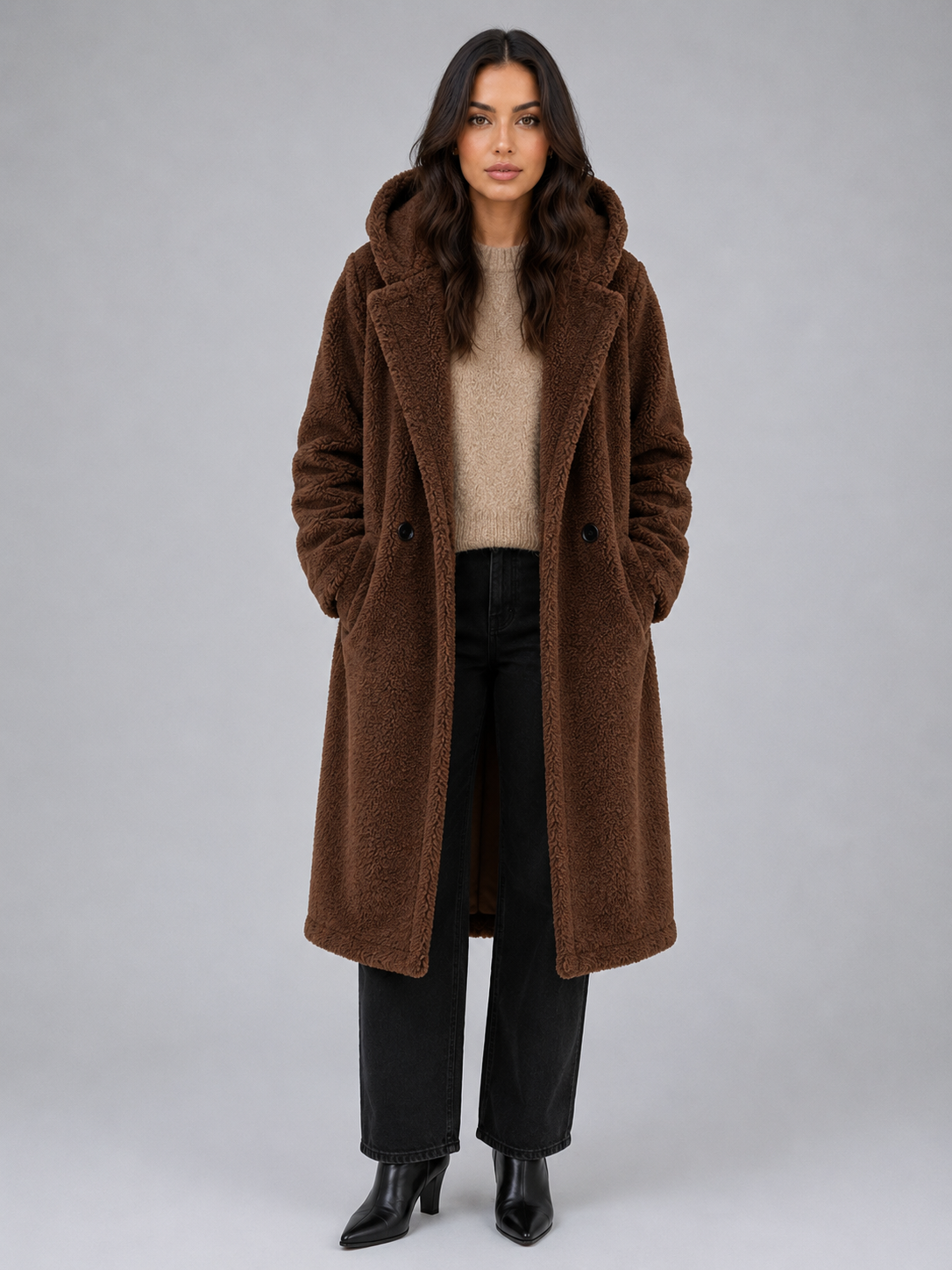 Long Hooded Teddy Coat – Oversized Borg Winter Coat