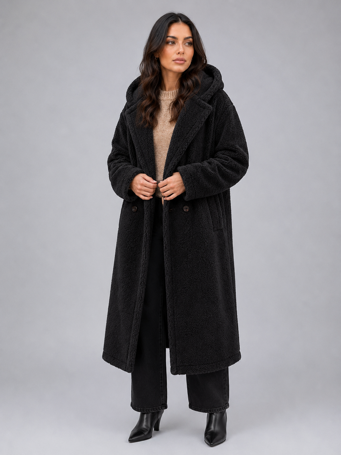 Long Hooded Teddy Coat – Oversized Borg Winter Coat